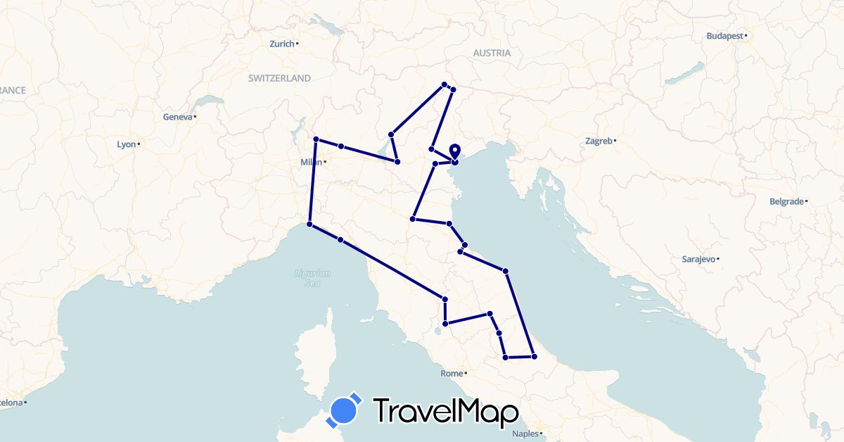 TravelMap itinerary: driving in Italy, San Marino (Europe)